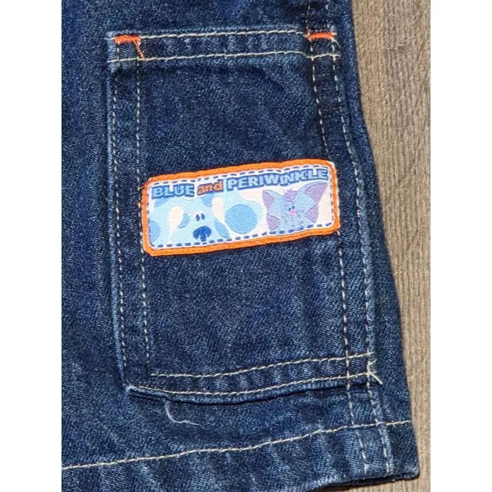 Vintage RARE Y2K Blues Clues Blue Denim Overalls & Shirt Set Embroidered Size 3T